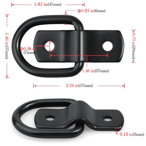 VEEBELL 24 Pack D Rings Tie Down Anchors Hooks Heavy Duty 1/4" Trailer Anchor Lashing Rings 2400 lbs for Trailer Truck Bed Cargo Bracket Enclosed Points Pickup Camper Tie Down Straps - Image 3