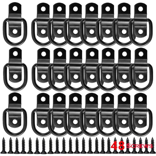 VEEBELL 24 Pack D Rings Tie Down Anchors Hooks Heavy Duty 1/4" Trailer Anchor Lashing Rings 2400 lbs for Trailer Truck Bed Cargo Bracket Enclosed Points Pickup Camper Tie Down Straps - Image 1