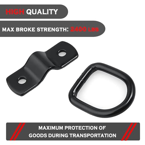 VEEBELL 24 Pack D Rings Tie Down Anchors Hooks Heavy Duty 1/4" Trailer Anchor Lashing Rings 2400 lbs for Trailer Truck Bed Cargo Bracket Enclosed Points Pickup Camper Tie Down Straps - Image 2