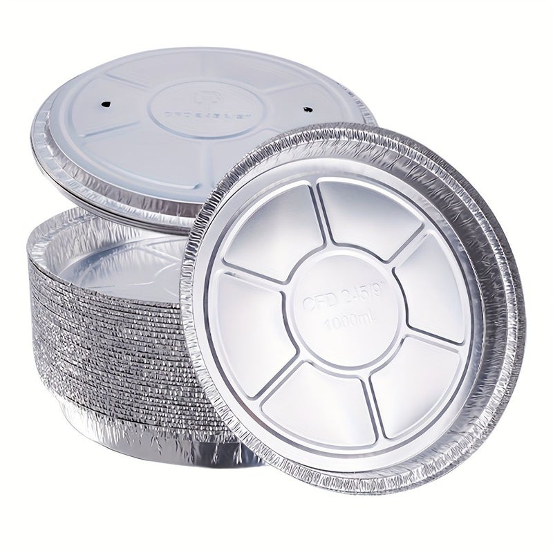 20 Set Silver Round Foil Baking Pans With Aluminum Lids Extra Large For Pies Cookies - Image 2