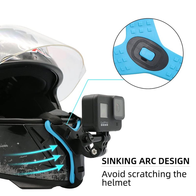 SUREWO Motorcycle Helmet Chin Strap Mount for GoPro Hero 13/12/11/10/9/8/7/(2018)/6/5 Black,DJI Osmo Action 5 pro/4/3/2,Insta360 ONE R,AKASO/Campark/YI and More - Image 3