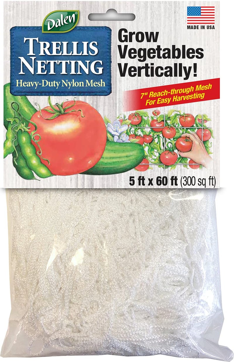 Dalen Gardeneer by Dalen Trellis Netting for Vertical Gardening – Heavy Duty Material – Tangle Free Nylon - 7" Mesh - 5' x 60' - Image 1