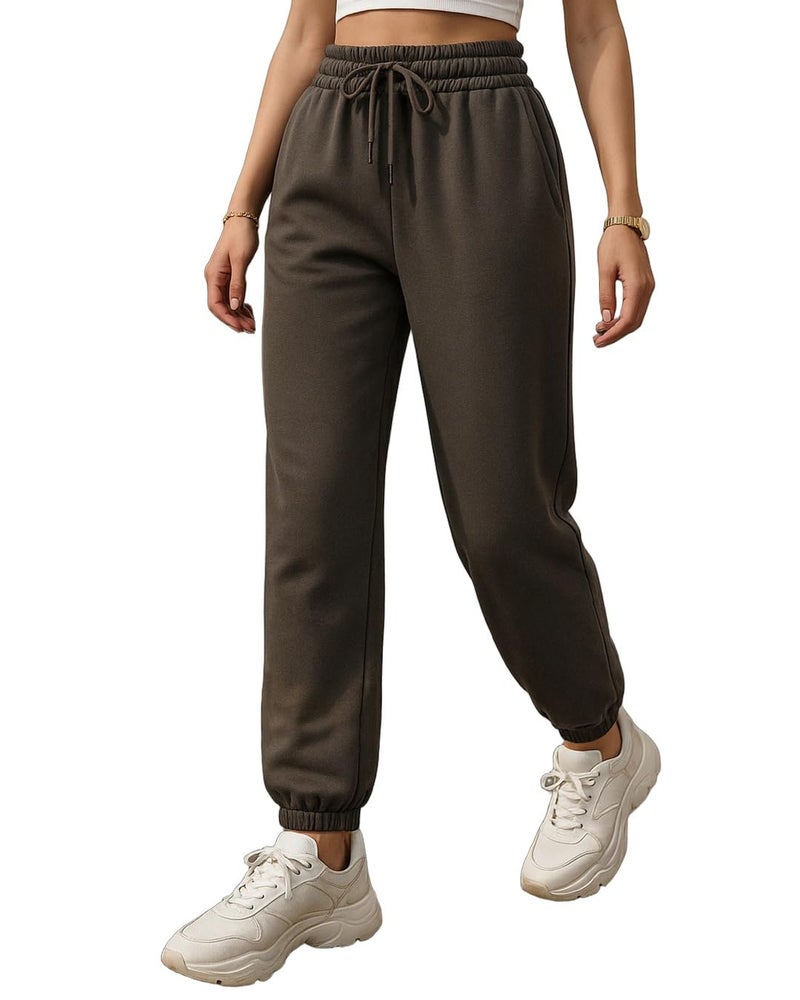 Bewakoof Women's Solid Super Loose Fit Poly Cotton Joggers_649925_Brown_2XL - Image 2