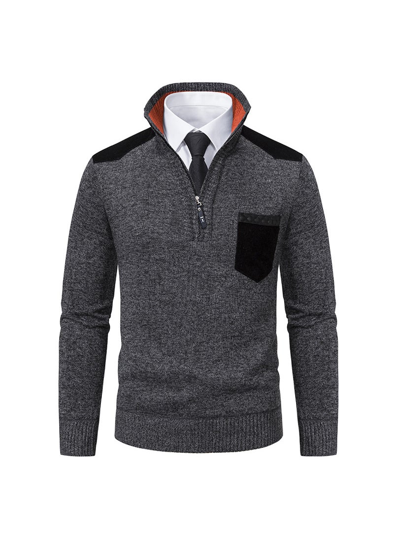 Generic - Autumn/Winter Trendy Polo/Turtle Neck Pullover Fleece-Lined And Thickened Sweater Men Casual Warm Knit Base Layer Top Youth Wool Beige - Image 1