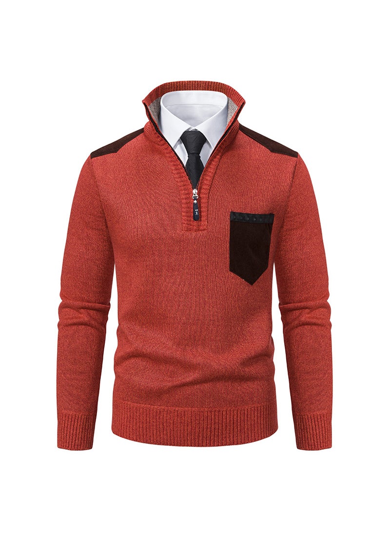 Generic - Autumn/Winter Trendy Polo/Turtle Neck Pullover Fleece-Lined And Thickened Sweater Men Casual Warm Knit Base Layer Top Youth Wool Beige - Image 1