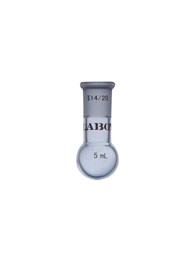 Glass 5mL Single Neck Round Bottom Boiling Flask Heavy Wall with 14/20 Joint Heating Distillation Reaction Receiving Flask Organic Chemistry Lab Glassware
