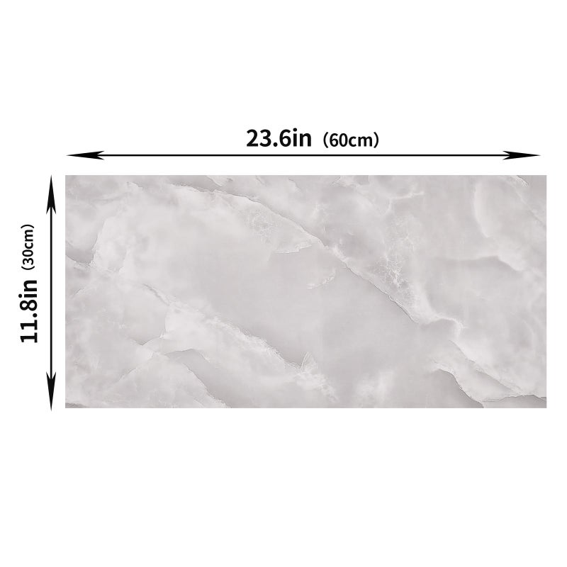 Haimin Wall Panels Peel and Stick 10 Pieces 23.6x11.8in (19.4 Sq.Ft. Coverage) Lightweight Backsplash Marble Look Tile (not Real Marble) Ideal for Kitchen Living Rooms Bedrooms (Light Gray-MNH) - Image 2