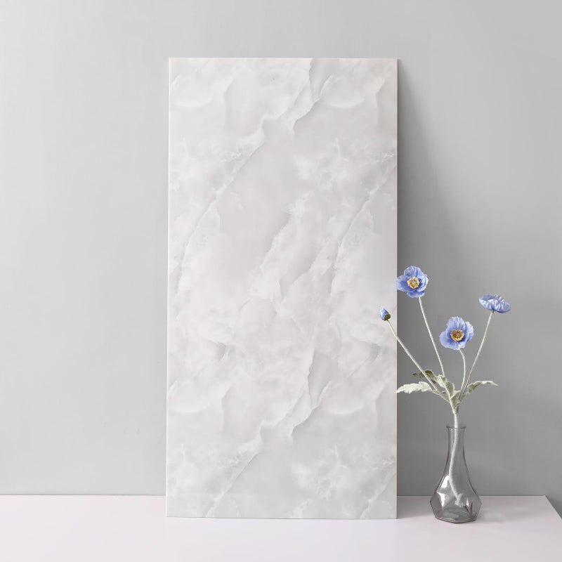 Haimin Wall Panels Peel and Stick 10 Pieces 23.6x11.8in (19.4 Sq.Ft. Coverage) Lightweight Backsplash Marble Look Tile (not Real Marble) Ideal for Kitchen Living Rooms Bedrooms (Light Gray-MNH) - Image 3