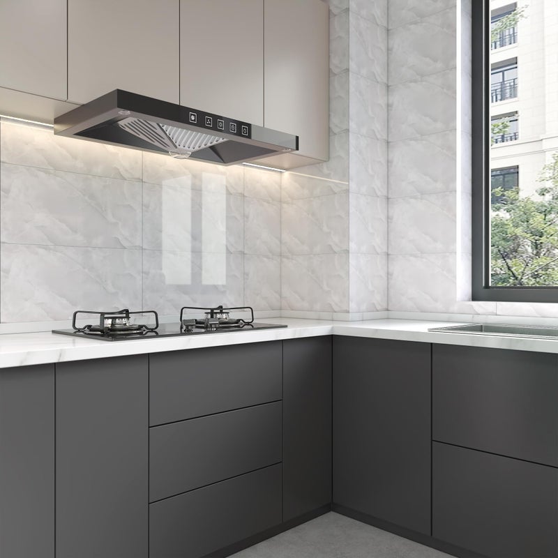 Haimin Wall Panels Peel and Stick 10 Pieces 23.6x11.8in (19.4 Sq.Ft. Coverage) Lightweight Backsplash Marble Look Tile (not Real Marble) Ideal for Kitchen Living Rooms Bedrooms (Light Gray-MNH) - Image 4