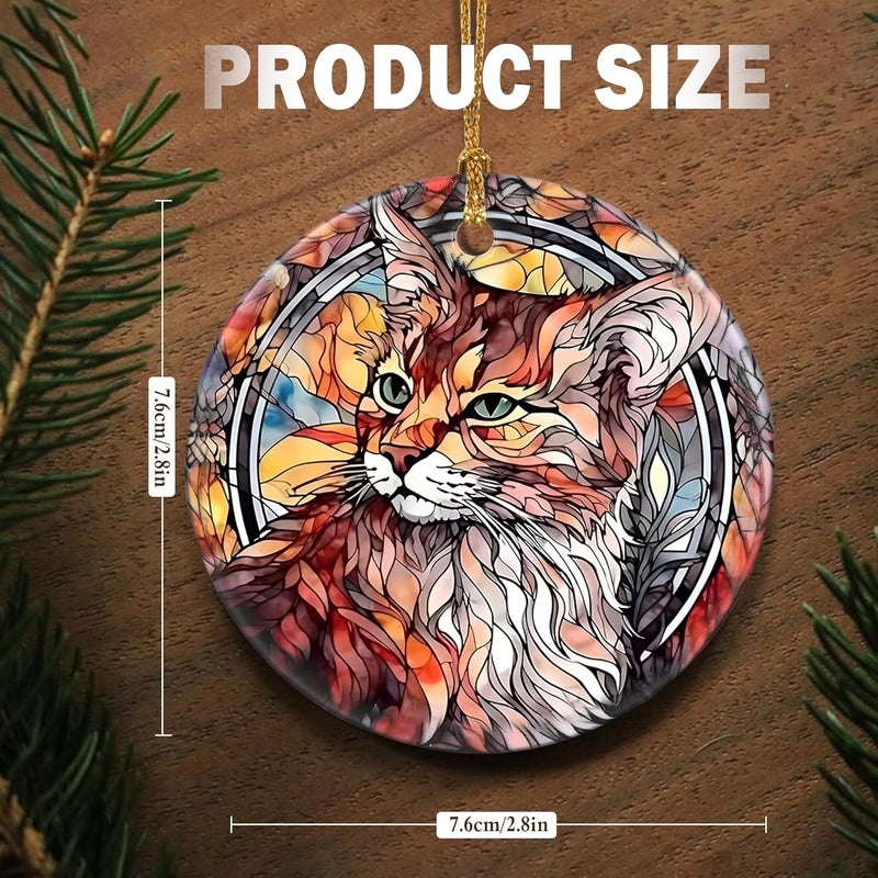 Touber Cat Ornament, Christmas Ornament, Christmas Decoration, Holiday Present Idea, Heirloom Keepsake, Round Ceramic, Gift Exchange, Bauble Present, Gift Idea, Cat - Image 2