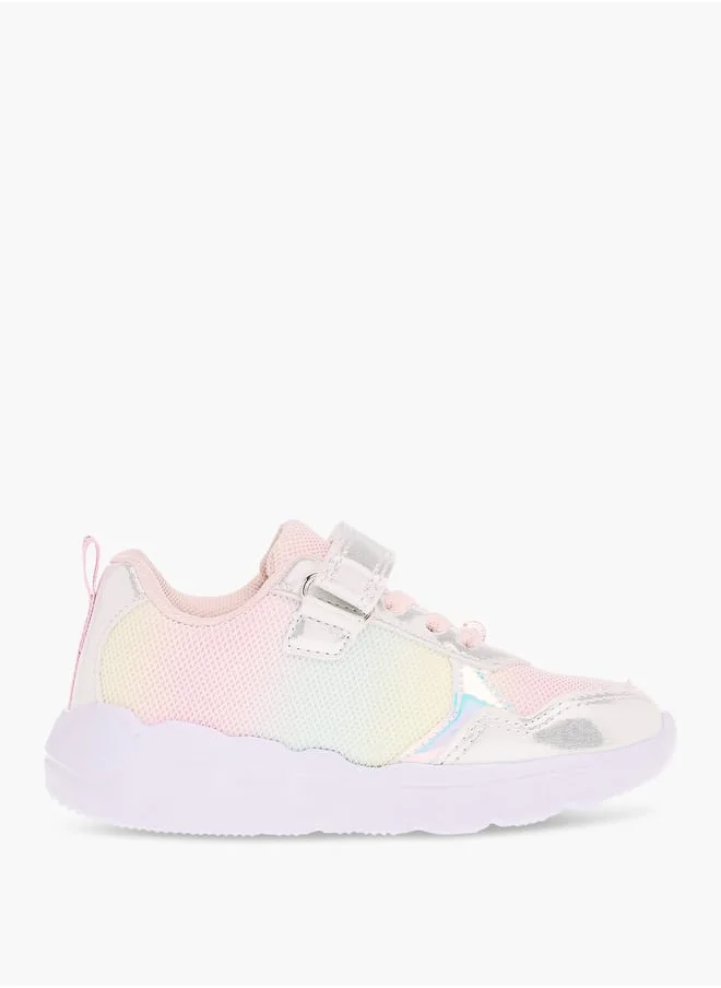 جونيورز Girls Panelled Light-Up Sneakers with Hook and Loop Closure Ramadan Collection