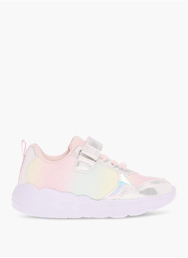 JUNIORS Girls Panelled Light-Up Sneakers with Hook and Loop Closure  - Image 2