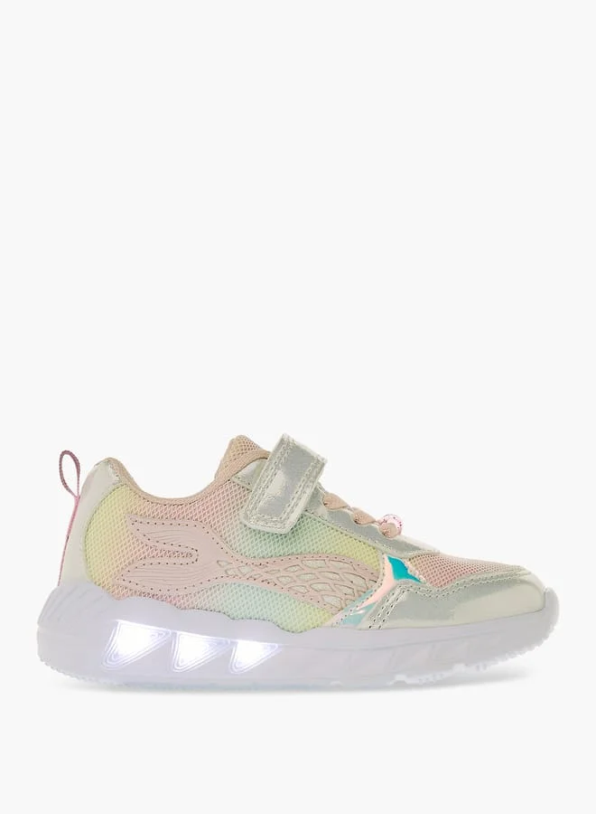 JUNIORS Girls Panelled Light-Up Sneakers with Hook and Loop Closure
