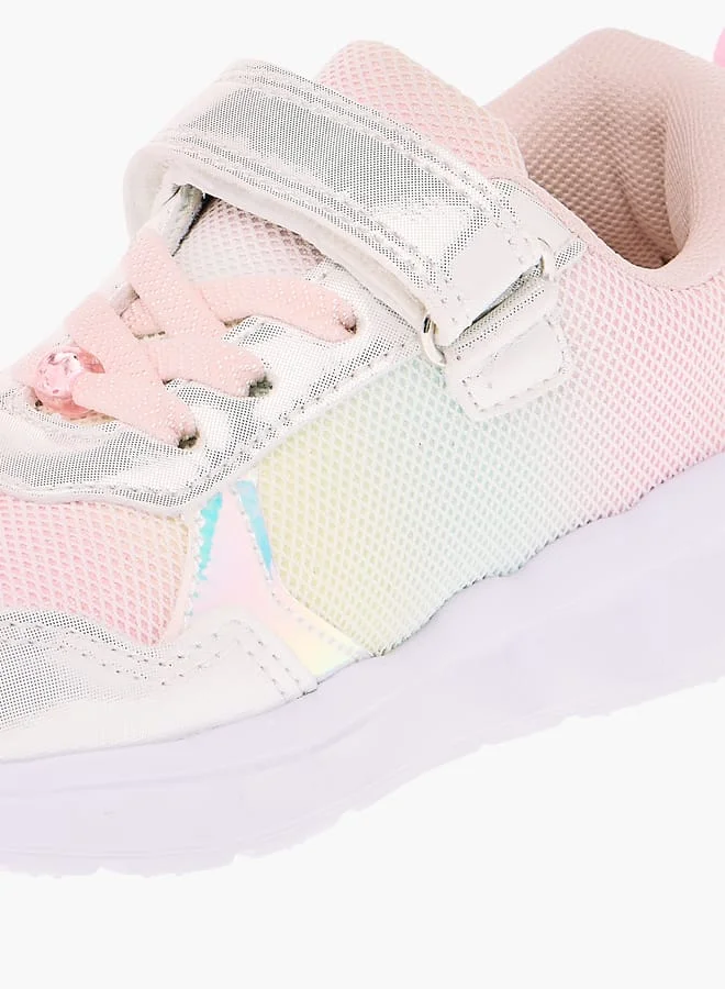 JUNIORS Girls Panelled Light-Up Sneakers with Hook and Loop Closure