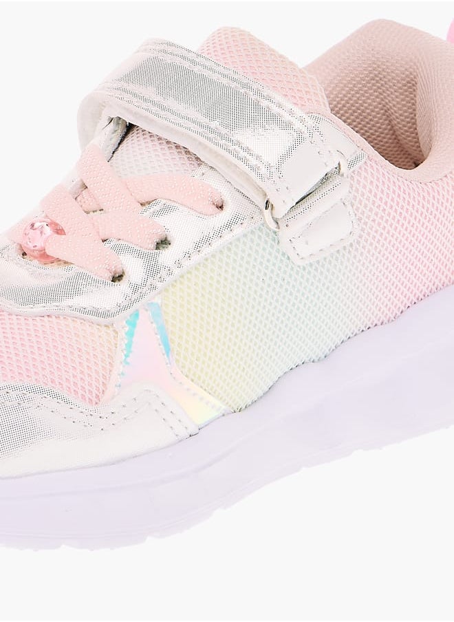 JUNIORS Girls Panelled Light-Up Sneakers with Hook and Loop Closure  - Image 4