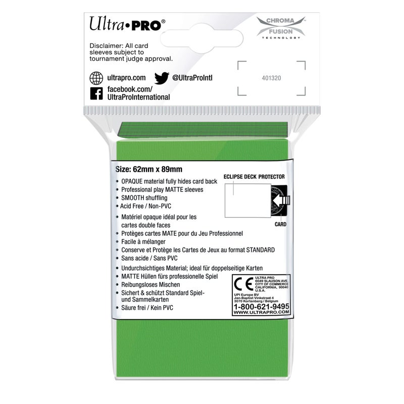 ألترا برو Ultra Pro - Eclipse Matte Small Sleeves 60 Count (Lime Green) - حماية جميع بطاقات بطاقات الألعاب الرياضية والبطاقات القابلة للتحصيل باستخدام تقنية Chromafusion الخاصة بـ Ultra Pro - Image 2