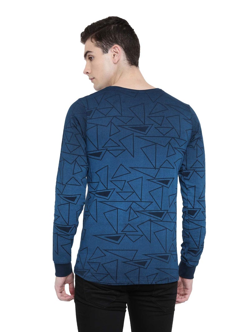 ADRO Men's Full Sleeve Cotton Printed T-Shirts (FR5-5-PRI-NB_Navy_L) - Image 2
