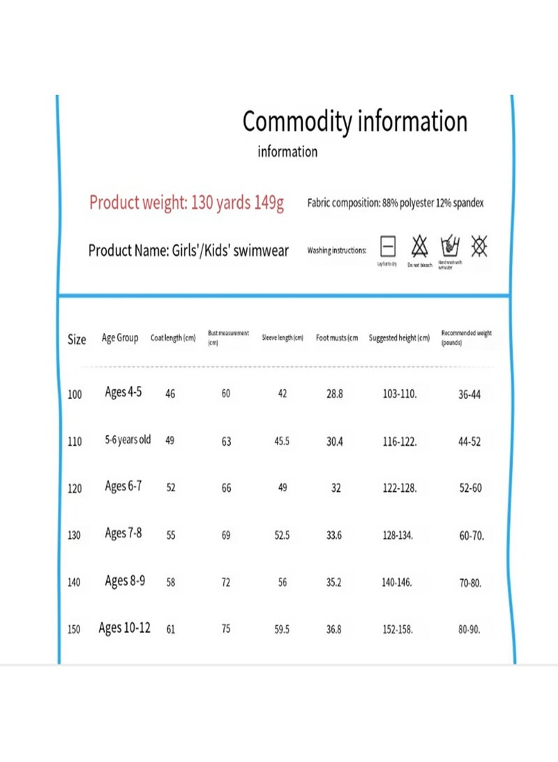 Loquat Girls' long-sleeve for sun protection and surfing mermaid One Piece swimsuit Blue/Green - Image 2