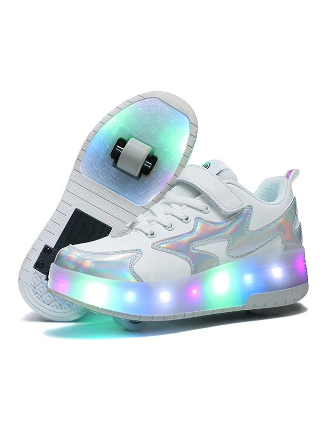 Generic Kids Roller Skates Light up Shoes with Double Wheel Shoes LED USB Charging Roller Sneakers for Girls Boys Best Gift  - Image 1