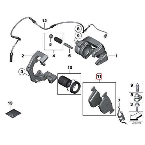 BOSCH BP1042 QuietCast Premium Semi-Metallic Disc Brake Pad Set - Compatible with Select BMW 525i, 528i, 528i xDrive, 528xi, 530i, 530xi, 535i xDrive, 535xi, X5, X6; REAR - Image 3
