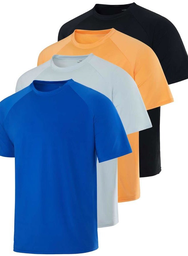 REALESSENTIALS 4 Pack: Mens Swim Short Sleeve Rash Guard Shirts Bathing Shirt Swimsuit Swimming Men Swimwear Sun Protection Tee Top BJJ Rashguard UPF 50 Surf Pool Water Brazilian Jiu Jitsu Water Tshirt - Set 6, XXL - Image 1
