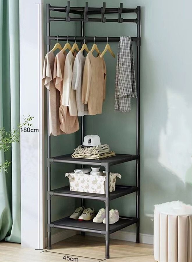Kutis 3 Layers Bedroom Corner Coat Rack Simple Shelving Clothes Hanging Rack 45 x 45 x 180 cm - Image 1