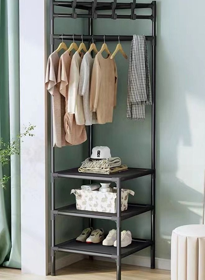 Kutis 3 Layers Bedroom Corner Coat Rack Simple Shelving Clothes Hanging Rack 45 x 45 x 180 cm - Image 3