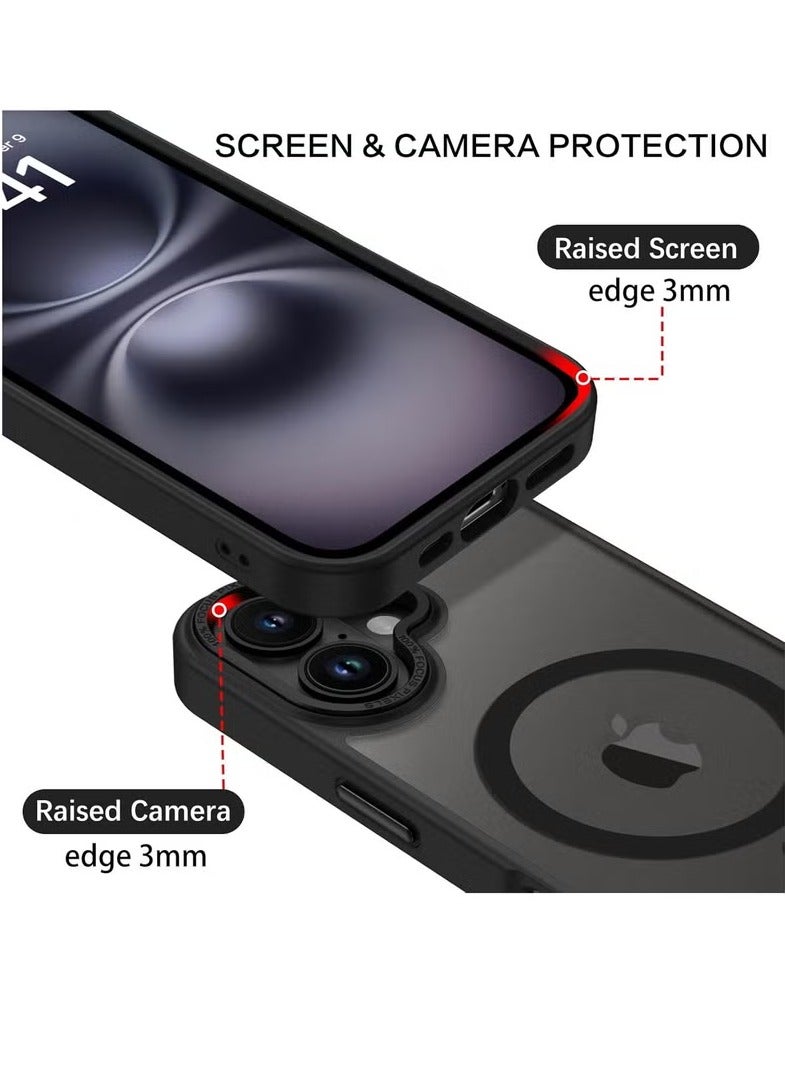 phomemo iPhone 16 MagSafe Case Magnetic Back Cover,【Full Shockproof Protection】Translucent Matte Back, Slim Phone Cover with Strong Magnet for Apple 16 (2024)(Black) - Image 2