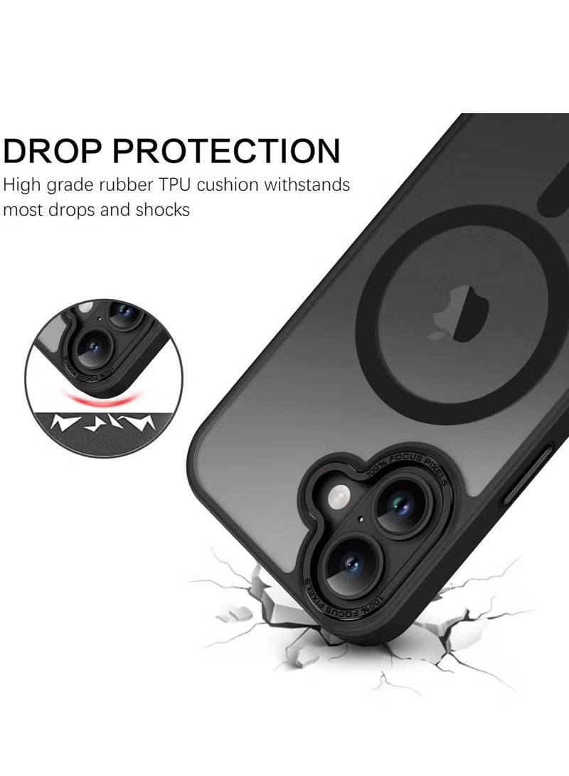 phomemo iPhone 16 MagSafe Case Magnetic Back Cover,【Full Shockproof Protection】Translucent Matte Back, Slim Phone Cover with Strong Magnet for Apple 16 (2024)(Black) - Image 3