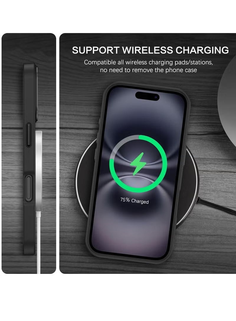 phomemo iPhone 16 MagSafe Case Magnetic Back Cover,【Full Shockproof Protection】Translucent Matte Back, Slim Phone Cover with Strong Magnet for Apple 16 (2024)(Black) - Image 5