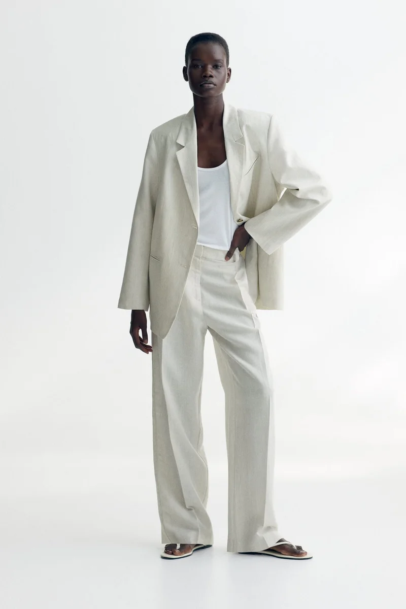 اتش اند ام Linen-blend blazer