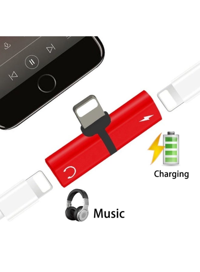 وصلة مزدوجة 2 في 1 دونجل بمنفذ لايتنينج وAUX للصوت وسماعة الرأس والشحن، لشحن الموبايل وتشغيل الموسيقى - Image 1