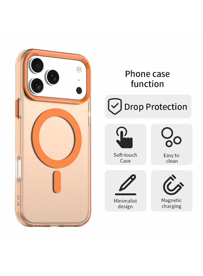أكاليكس جراب ماجسيف فاخر غير لامع لهاتف آيفون 17 برو ماكس، غطاء مغناطيسي نحيف مقاوم للصدمات، (برتقالي) - Image 2