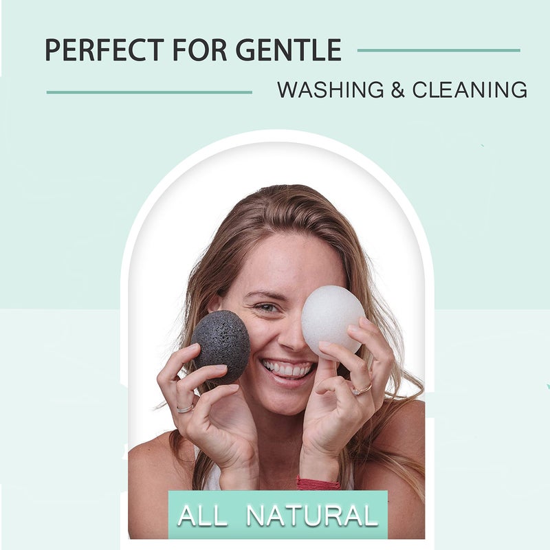 pureSOL Konjac Sponge - Activated Charcoal - Facial Sponge, 100% Natural Sponge, Eco-Friendly - Great for Acne, Exfoliating - Image 5