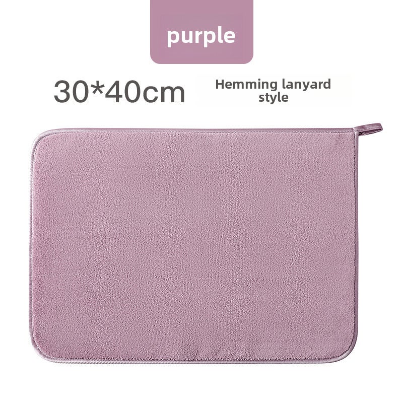 Thick Microfiber Cleaning Cloths Absorbent Home Kitchen Purple 30*40cm-Hemming lanyard