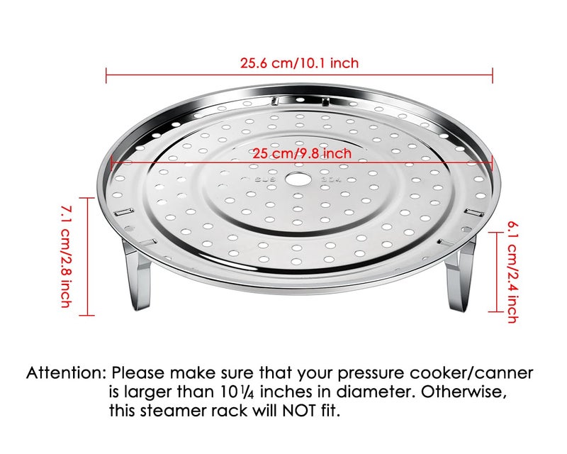 DS.DISTINCTIVE STYLE DS. DISTINCTIVE STYLE Steamer Rack 10.1 Inch 304 Stainless Steel Steaming Rack Steam Tray with Removable Legs for Steaming Crab, Tamale Cookware Instant Pressure Cooker Multi-functional Steamer Basket (Silver - 25.6 cm) - Image 3