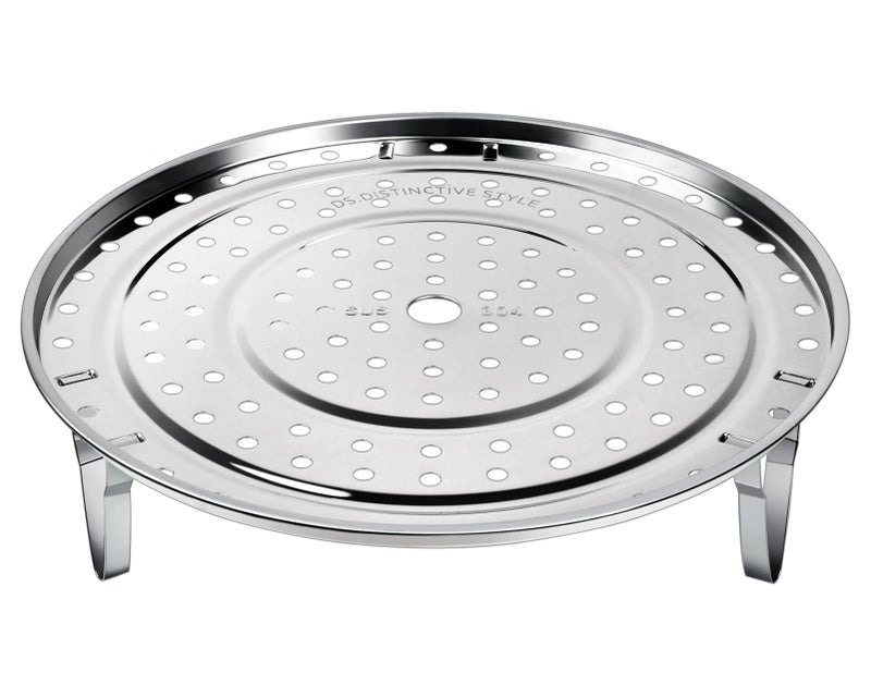 DS.DISTINCTIVE STYLE DS. DISTINCTIVE STYLE Steamer Rack 10.1 Inch 304 Stainless Steel Steaming Rack Steam Tray with Removable Legs for Steaming Crab, Tamale Cookware Instant Pressure Cooker Multi-functional Steamer Basket (Silver - 25.6 cm) - Image 1