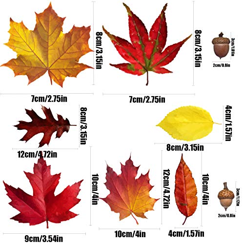 VEYLIN 6 Sheets 200Pcs Thanksgiving Window Clings, Autumn Maple Leaves Windows Static Stickers for Thanksgiving Day Window Decoration - Image 2
