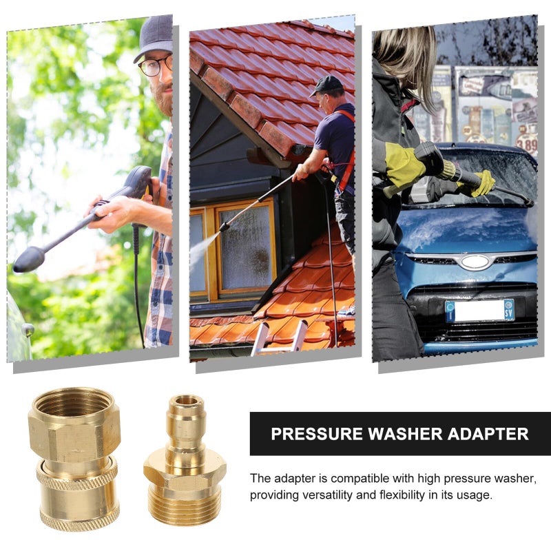 Brass M22 Quick Connect Kit Pressure Washer Garden Hose Coupler Set - Image 5