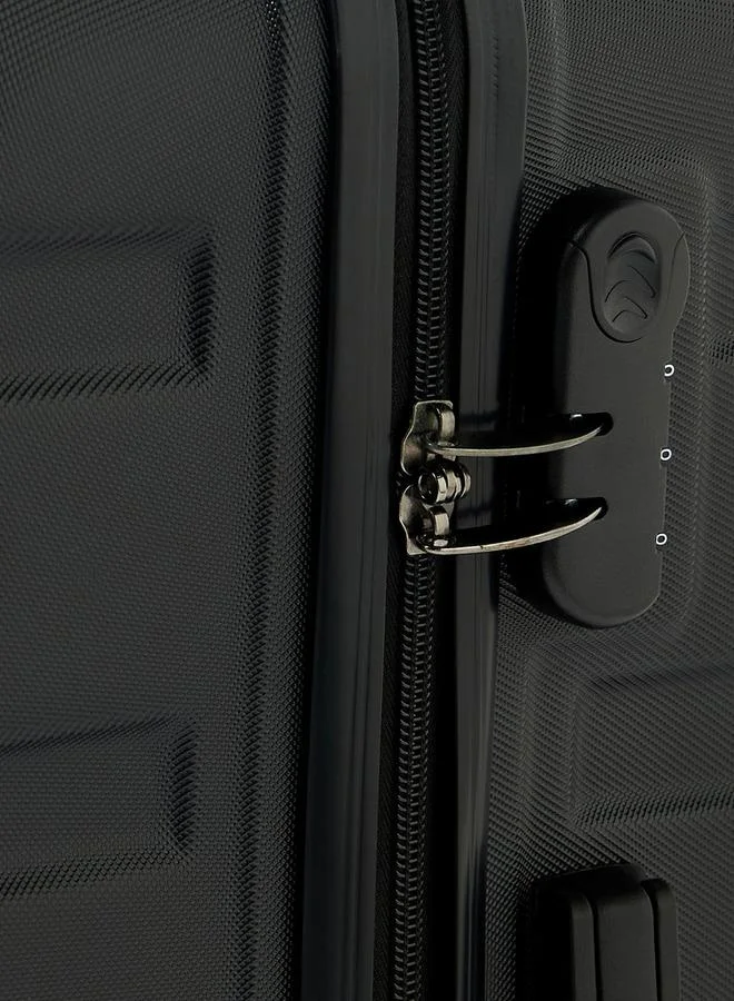 Wave BLACK Textured Hardcase Luggage Trolley With Retractable Handle - 20 Inches Cabin Bag  | Best Price UAE