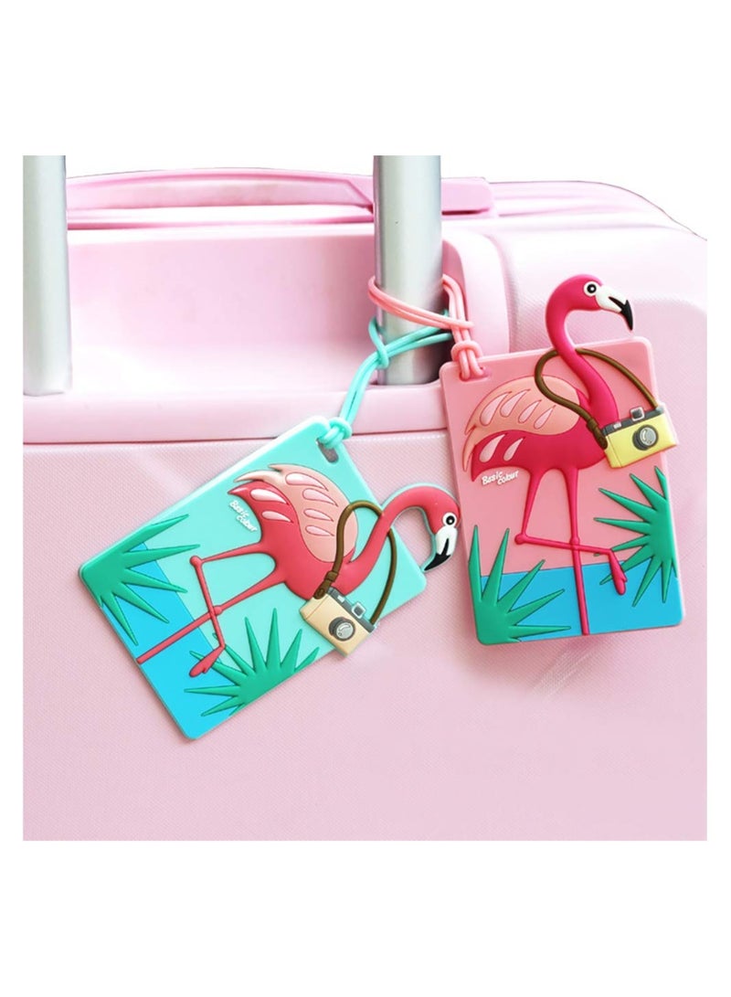 Excefore 4pcs   Flamingo Silicone Luggage Tag Travel Bag Suitcase Tag Identifier - Image 2