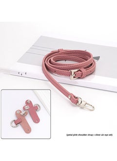 Arabest 1 x 5 pcs Longquan Leather Mini Bag Strap Petal Pink silver buckle 0.9cm wide shoulder strap + GS punch-free suit 