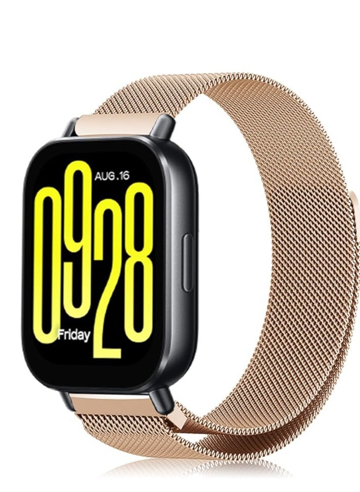 Compatible with Xiaomi Redmi Watch 5 Active, [Corrosion Resistant] [Waterproof] Stainless Steel Magnetic Metal Bracelet for Xiaomi Redmi Watch 5 Active – Rose Gold