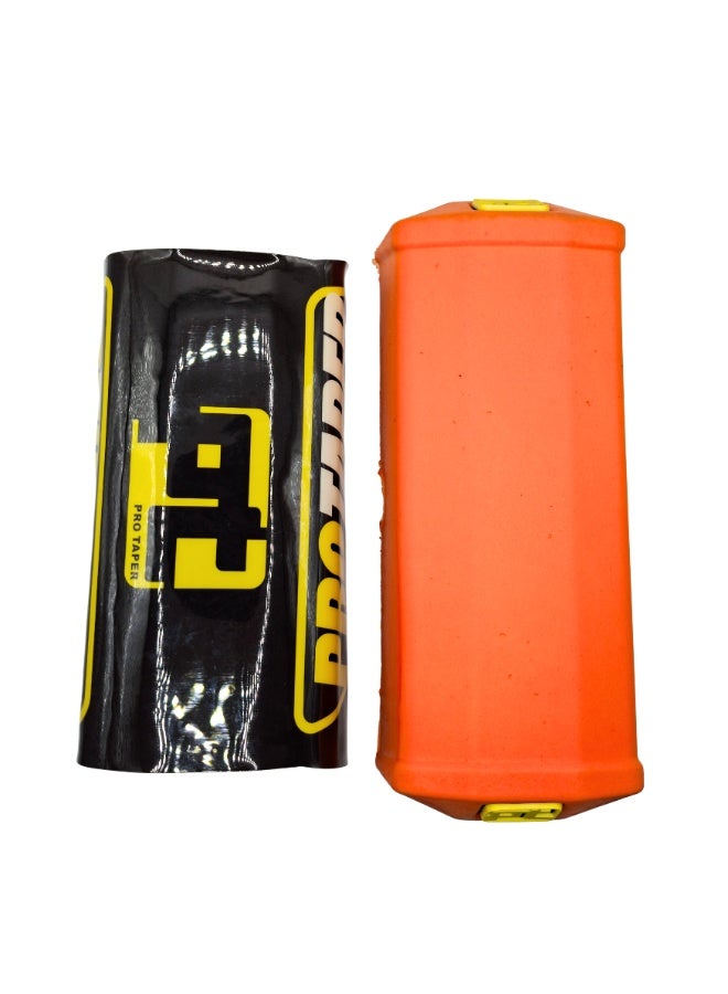 برو تابس وسادة مقود دراجة موتوكروس لقضيب المقود مع حماية فوم وأشرطة فيلكرو مقاس عالمي برتقالي وأسود - Image 2