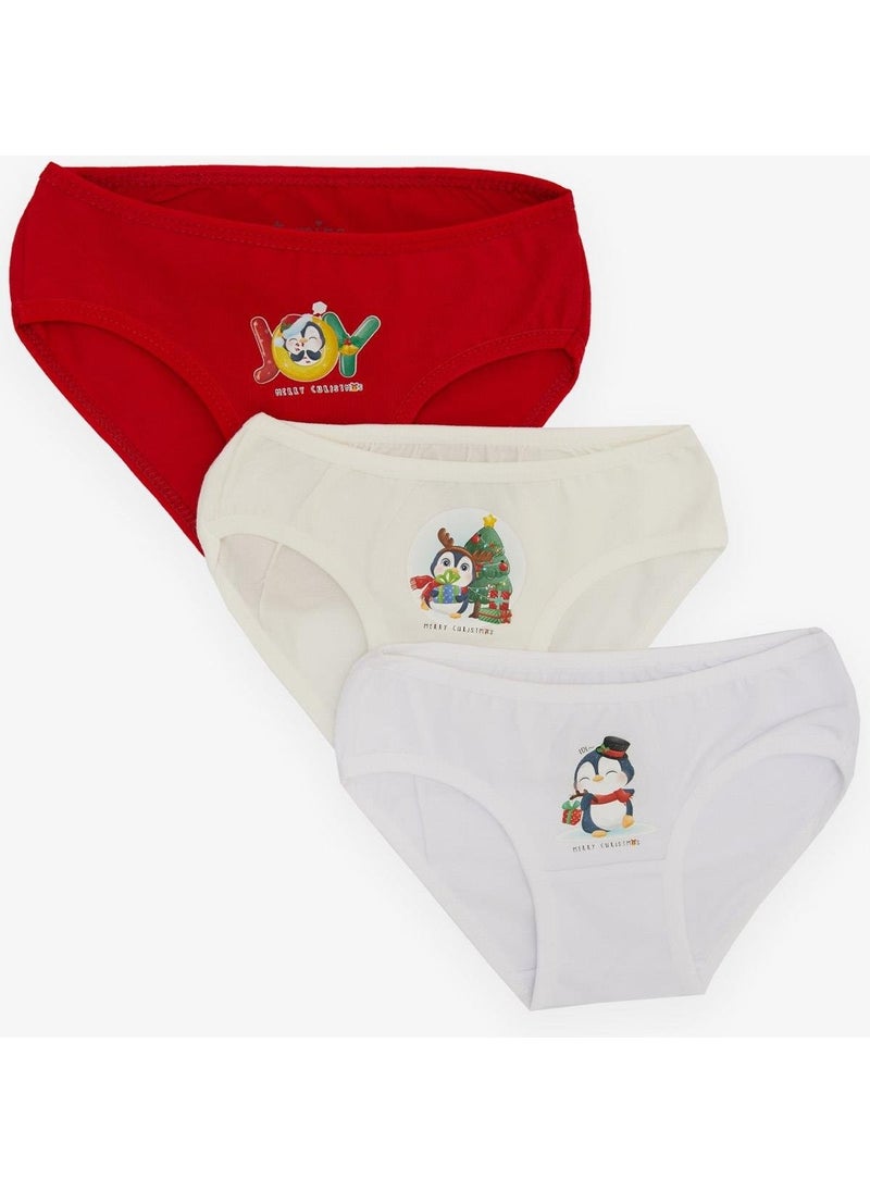 Katamino - Girls Slip 3-Piece Christmas Themed Cute Penguin Printed 1-10 Years Old, Mixed Colors - Image 1