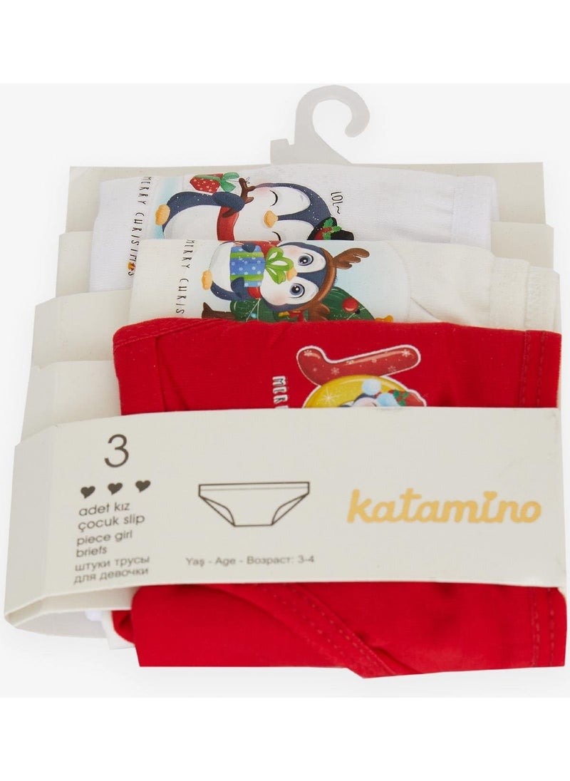 Katamino - Girls Slip 3-Piece Christmas Themed Cute Penguin Printed 1-10 Years Old, Mixed Colors - Image 1