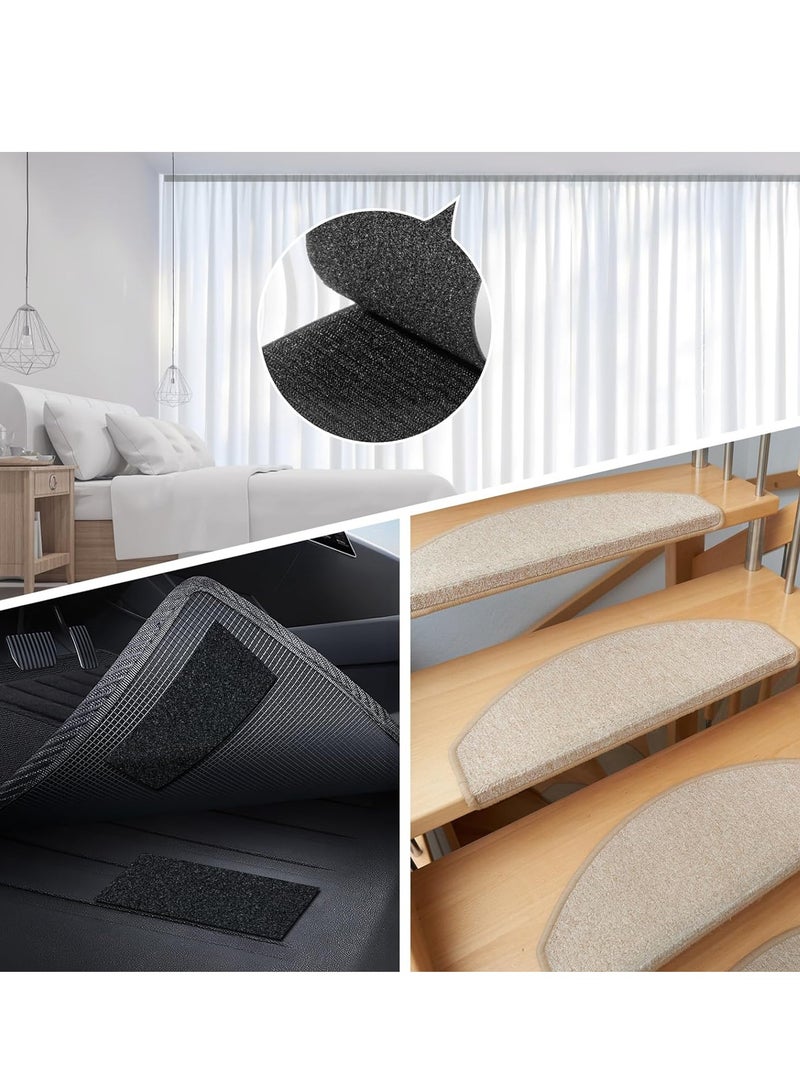 Black Heavy Duty Hook and Loop Tape Adhesive | 6M Velcro Carpet Fixing Tape with No Drilling Fixation | Anti Slip Fixing Sticker for Furniture, Stairs & DIY Projects | Durable Adhesive Tape with Customizable Cutting for Home & Commercial Use - Image 2