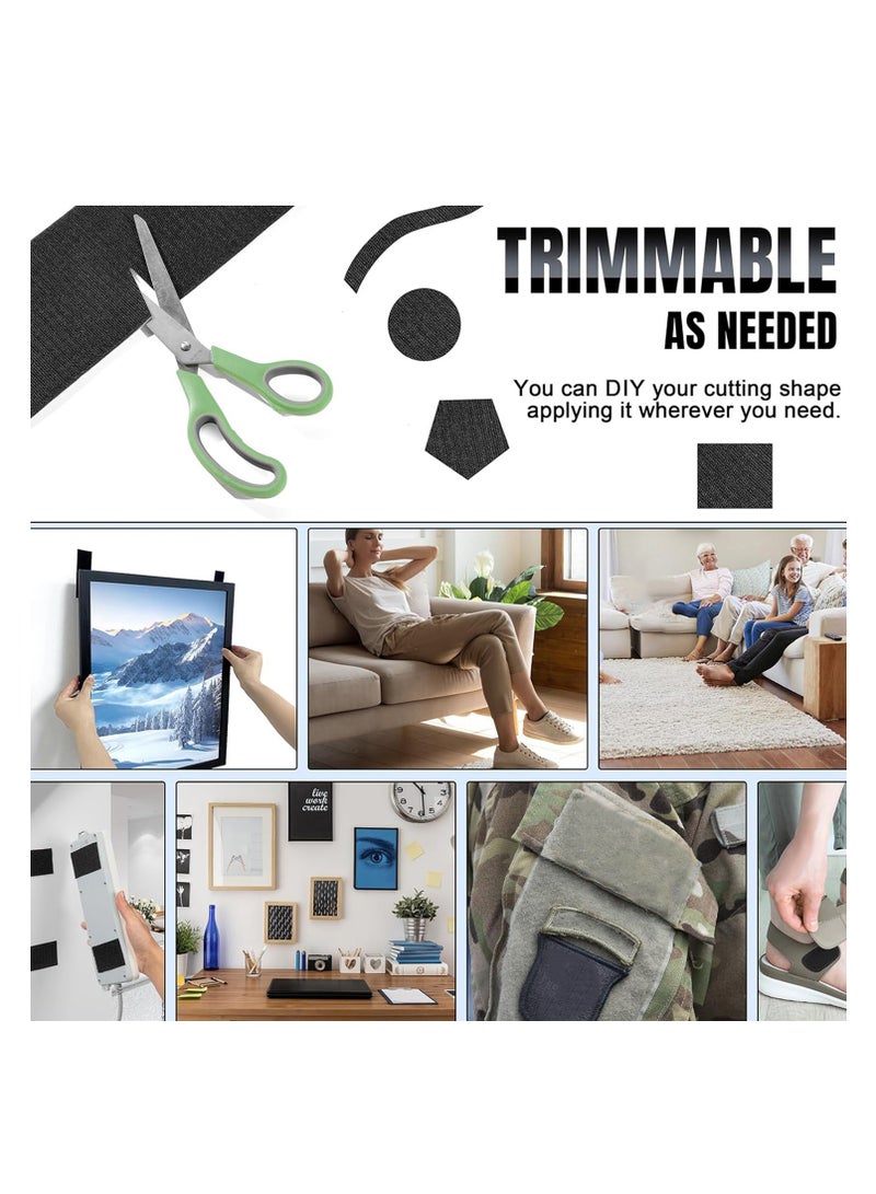 Black Heavy Duty Hook and Loop Tape Adhesive | 6M Velcro Carpet Fixing Tape with No Drilling Fixation | Anti Slip Fixing Sticker for Furniture, Stairs & DIY Projects | Durable Adhesive Tape with Customizable Cutting for Home & Commercial Use - Image 3
