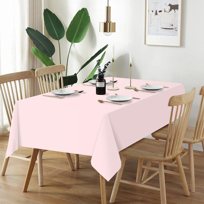 QIKSION Pink Plastic Table Cloth Disposable 2 Pack, 54 x 108 Inch Tablecloths for Valentines, Easter, Mothers Day Decorations, Baby Shower Birthday Party, Rectangle Table Cover - Image 2