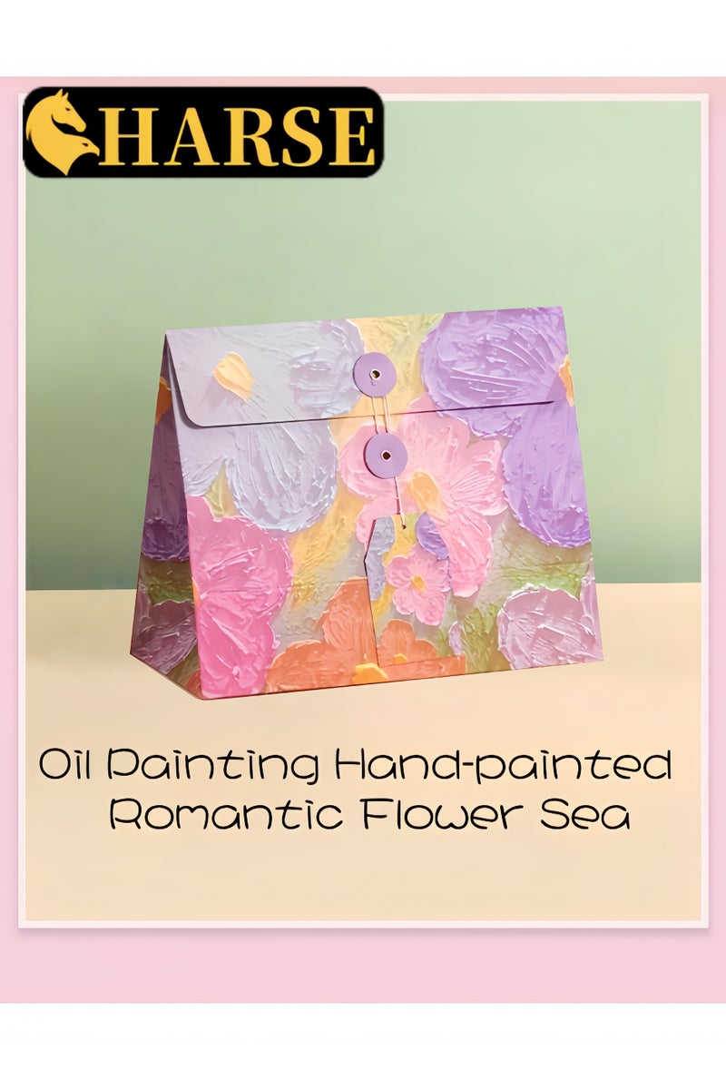 Harse Oil Painting Style Gift Bag, Birthday Gift Box, Envelope Packaging Bag, Creative Paper Gift Bag, Holiday Gift Box, Gift Bag - Image 1